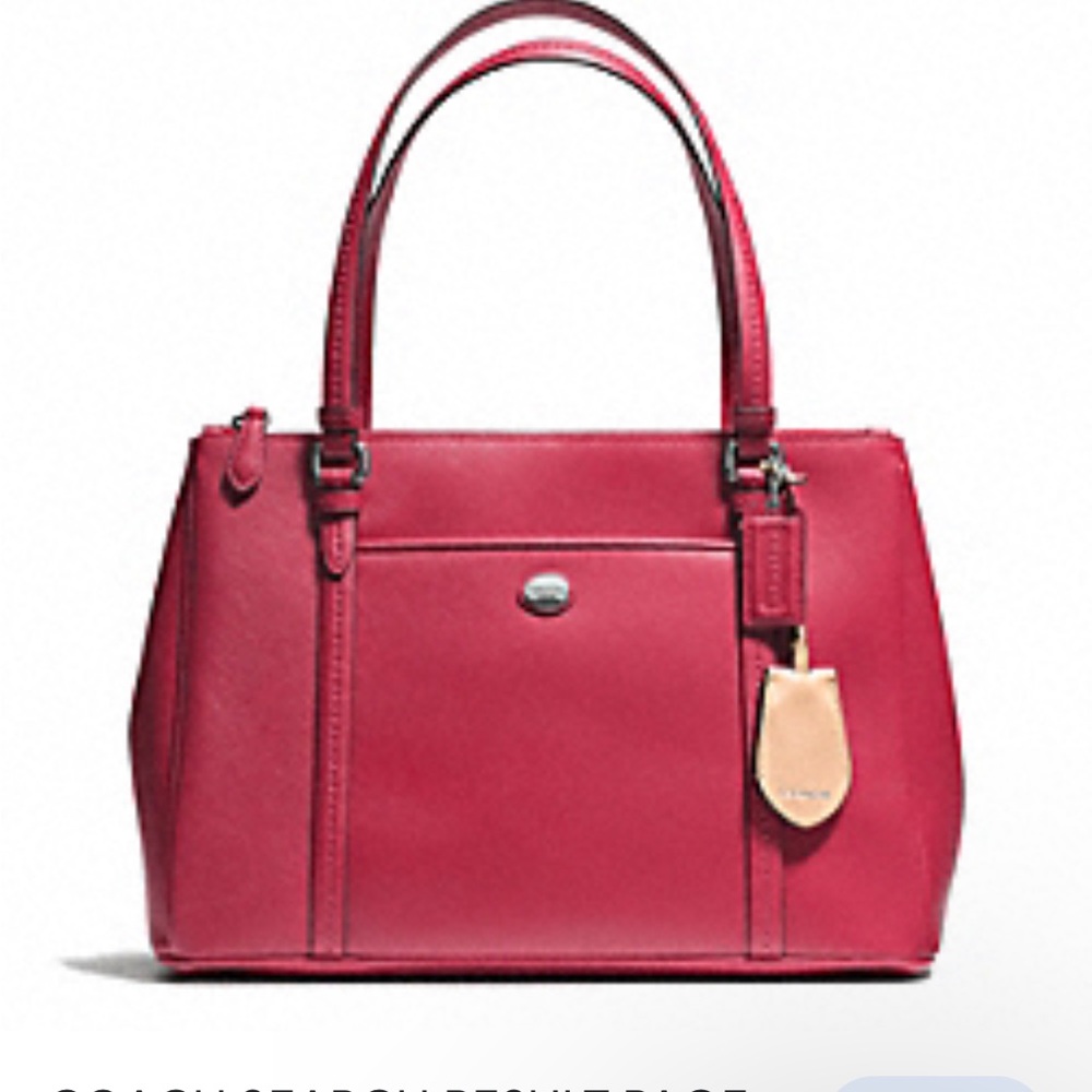 EUC, Auth COACH Peyton Leather Office Bag, magenta red